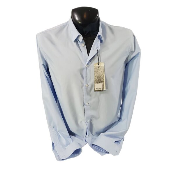 Routine Men’s Slim Fit Blue Button Front Long Sleeve Shirt – Size 2XL NWT - Picture 5 of 14